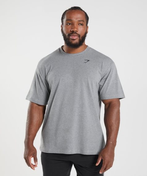 Men's Gymshark Essential Oversized T-Shirts Grey | NZ 4QVJXR